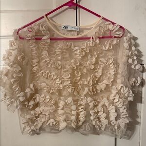 Zara Beige Ruffle Blouse